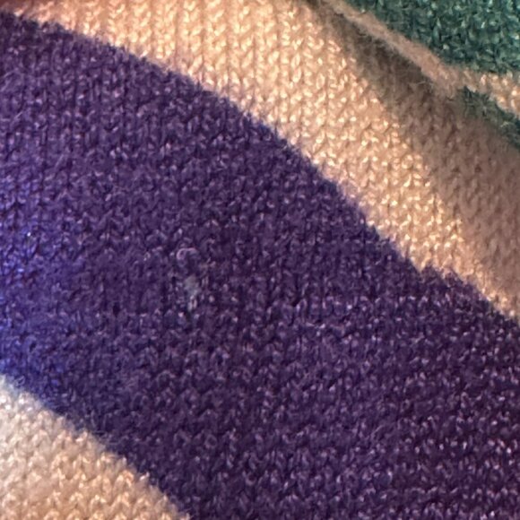 Desigual "Beatriz" sweater, Lg, white with multi stripes/florals, open front - Picture 12 of 12